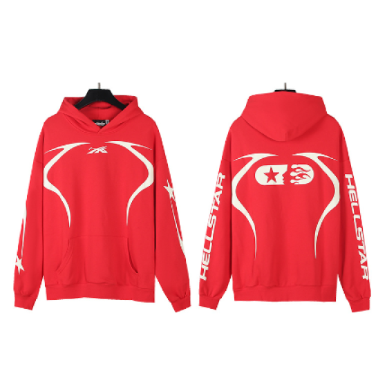 Hellstar Casual Terry Cloth High Street Retro Hooded Sweatshirt